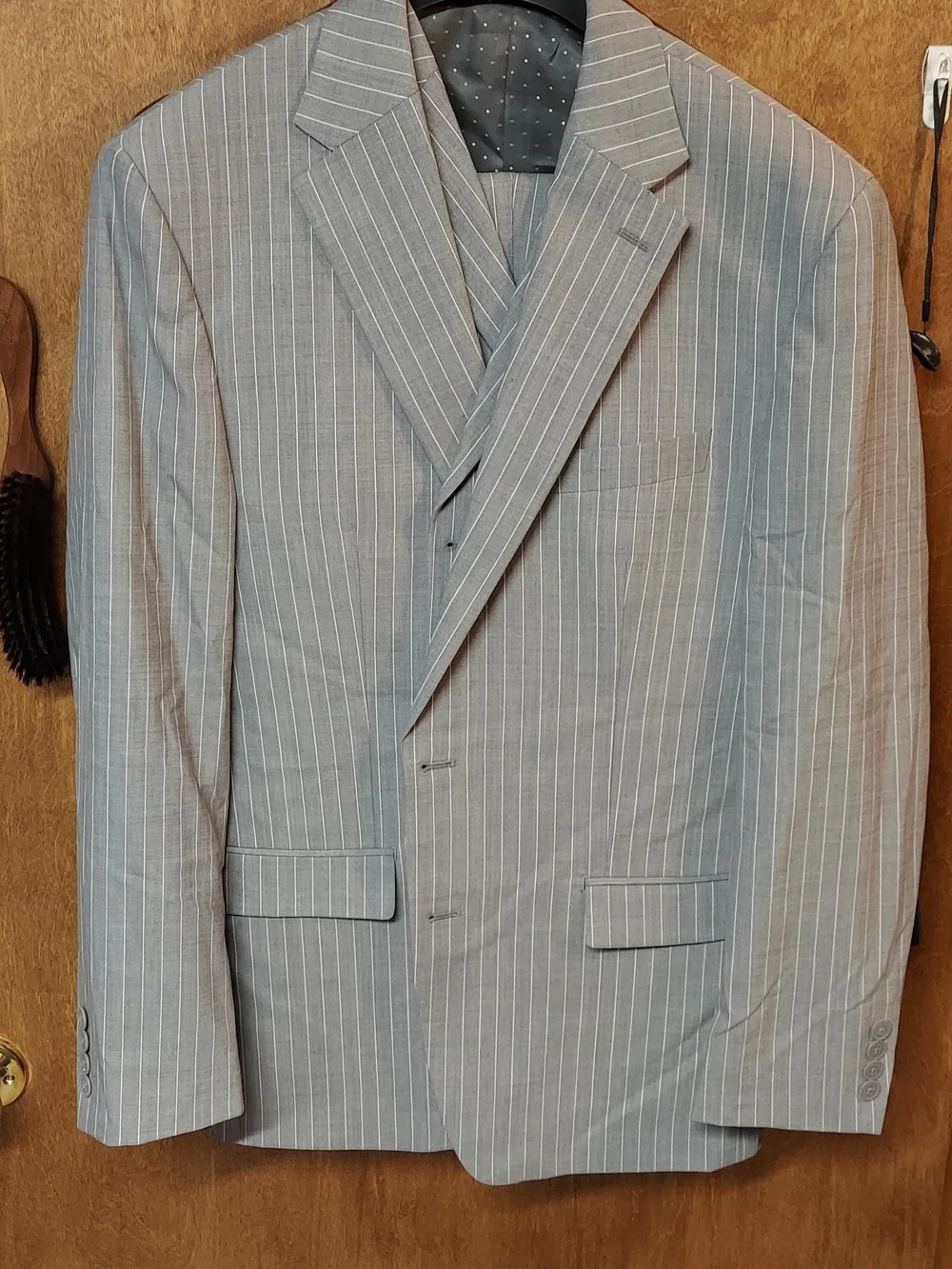 Men's Gray Pinstripe 3 Piece Suit